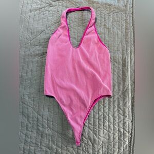 Wild Fable Bright Pink halter bodysuit